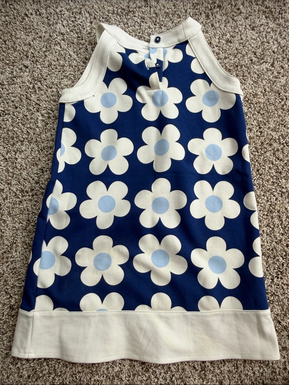 NWOT Gymboree Navy Floral Tank Dress White Trim and Light Blue Centers size 6